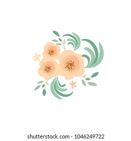 Vector floral bouquet. Pale peach flower. Wedding vector invite card 