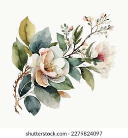 Vector floral bouquet with watercolor arrangement 