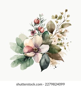 Vector floral bouquet with watercolor arrangement 