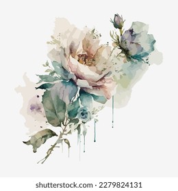 Vector floral bouquet with watercolor arrangement 