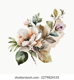 Vector floral bouquet with watercolor arrangement 