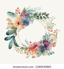 Vector floral bouquet with watercolor arrangement