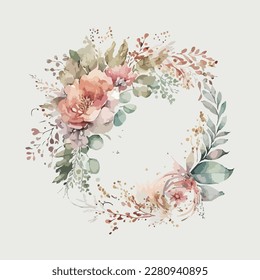 Vector floral bouquet with watercolor arrangement