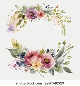 Vector floral bouquet with watercolor arrangement