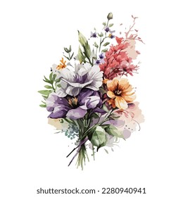 Vector floral bouquet with watercolor arrangement