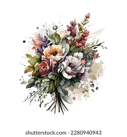 Vector floral bouquet with watercolor arrangement