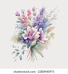 Vector floral bouquet with watercolor arrangement