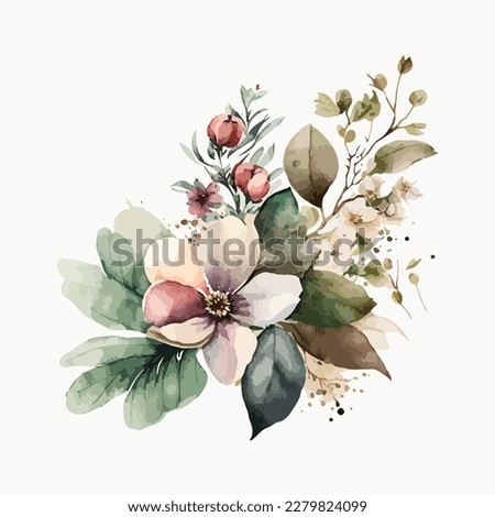Vector floral bouquet with watercolor arrangement 