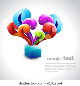 vector floral box with floral coming out