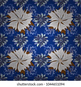 Vector floral brown, blue and gray texture pattern. Seamless pattern can be used for wallpaper, pattern fills, printing, surface textures, fabric or textile.