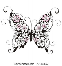 Vector floral butterfly