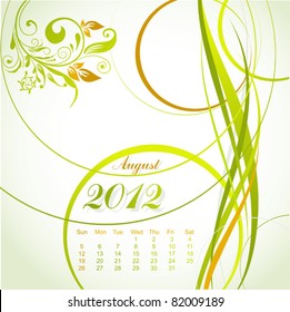 Vector floral calendar 2012, august, illustration
