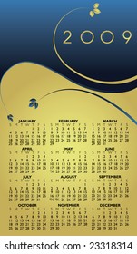 Vector Floral Calendar for the year 2009
