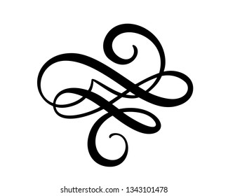Vector floral calligraphy element flourish, divider for page decoration and frame design illustration swirl. Decorative silhouette for wedding cards and invitations. Vintage flower