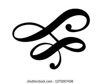Vector floral calligraphy element flourish. Hand drawn divider for page decoration and frame design illustration swirl ornament. Decorative silhouette for wedding cards and invitations