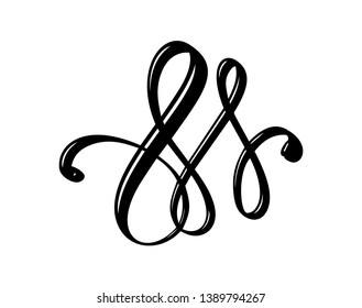 Vector floral calligraphy element flourish. Hand drawn divider for page decoration and frame design illustration swirl ornament. Decorative silhouette for wedding cards and invitations