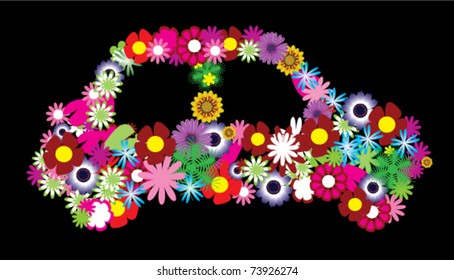 vector floral car