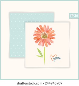 Vector floral card. Based on watercolor flowers.