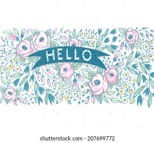 vector floral card with blooming roses