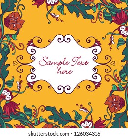 Vector Floral card with Border of curls