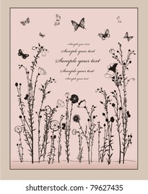 Vector floral card with butterfly