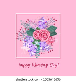 Vector floral card design.Flower bouquet.Vector illustration.