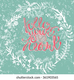 Vector floral card "Follow your heart".Valentines day greeting card. Vector cute background. Stock vector
