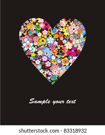 Vector floral card with heart