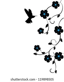 vector floral card with hummingbird