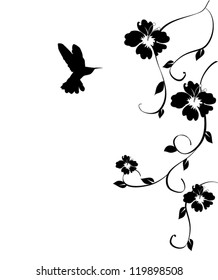 vector floral card with hummingbird