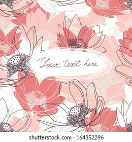 Vector  Floral  card with place for your text.  Stylish background with lotus flower.