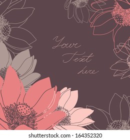 Vector  Floral  card with place for your text.  Stylish background with lotus flower.