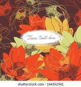 Vector  Floral  card with place for your text.  Stylish background with lotus flower.