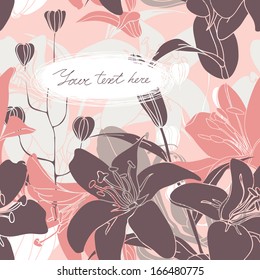 Vector Floral card with place for your text. Stylish background with flower.