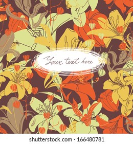 Vector Floral card with place for your text. Stylish background with flower.