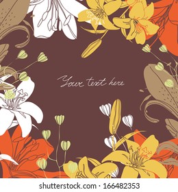Vector Floral card with place for your text. Stylish background with flower.