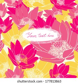 Vector Floral card with place for your text. Stylish background with flowers.
