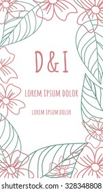Vector floral card template. Hand drawn.