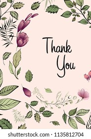 Vector floral cards, wedding invitations, save date card design. Flowers, green leaves, decoration of forest herbs. Elegan, romantic template