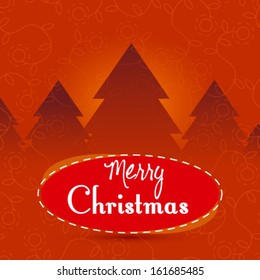 Vector Floral Christmas card with pine tree in background illustration
