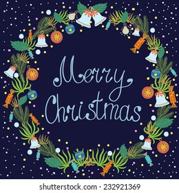 Vector floral christmas frame