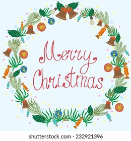 Vector floral christmas frame