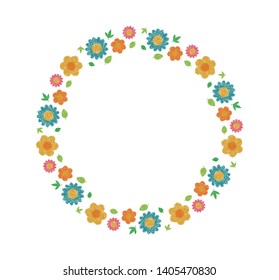 vector floral circle illustration for greeting card and invitation template wedding or birthday anniversary etc. .handwriting style  Colored pencil stroke.