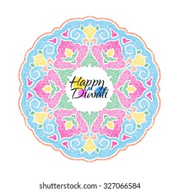 Vector floral circle. Indian ornaments on the sand. Happy Diwali Festival. Hand drawn illustration.