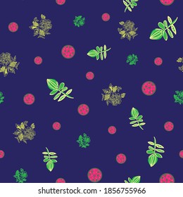 Vector floral and circle seamless pattern. Suitable for packaging, fashion fabric, home decor, bedding and other design projects. 