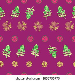Vector floral and circle seamless pattern. Suitable for packaging, fashion fabric, home decor, bedding and other design projects. 