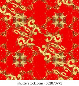 Vector. Floral classic texture. Gold template. Design vintage for card, wallpaper, wrapping, textile. Pattern golden elements. Royal retro background.