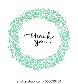 Vector floral colorful cute background with hand drawn lettering. Modern brush calligraphy with ink illustration. Thanksgiving phrase for your design. Thank you .