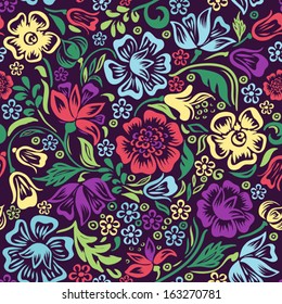 Vector Floral Seamless Pattern Bright Blooming Stock Vector (Royalty ...