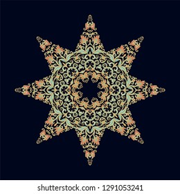 Vector floral composition - decorative star  with stylized flowers